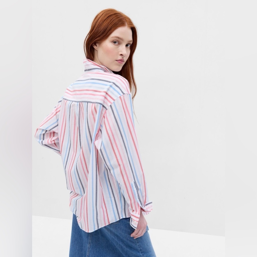 GAP Colorful Striped Relaxed Fit Long Sleeve Button Up Shirt Women’s Size Small